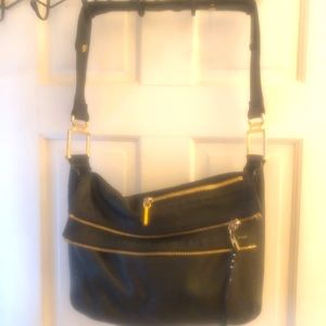 Chloe black shoulder bag with gold zippers